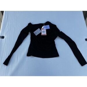 CULT GAIA Rosia Women's Knotted Cutout‎ Stretch-Jersey Top Black Size XS